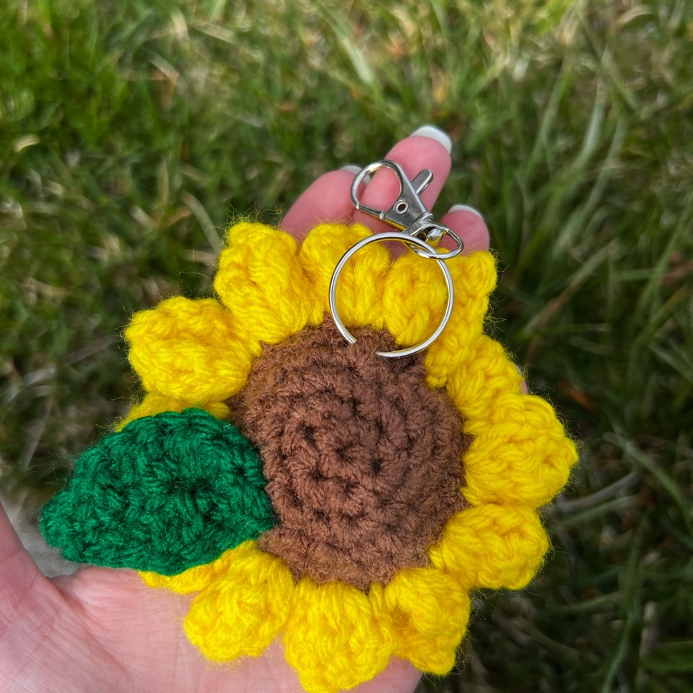 3/$20 Hand Crocheted Bright Sunflower Keychain! - Picture 5 of 10